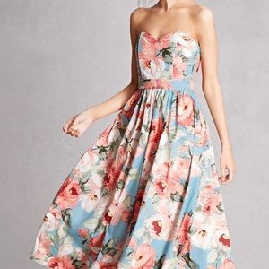 Floral Strapless Tea Dress